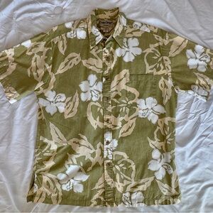 Cooke Street Honolulu Made in USA, Reverse Print, Olive, Cream Short Sleeve